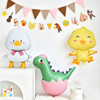 Accessoires de décoration de fête, ballons à l'hélium, thème animaux mignons, poulet, lion, dinosaure, ballon gonflable en forme de canard blanc
