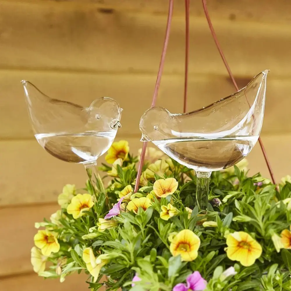 Мини-садовые банки в форме цветов, шарики в горшках, дизайн птиц, устройство для выдувного полива для наружных комнатных растений