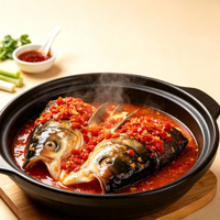 Tête de poisson prête à cuisiner, chili haché, style Hunan, carpe argentée, 640g/sac, plat préparé surgelé, export, emballage en vrac