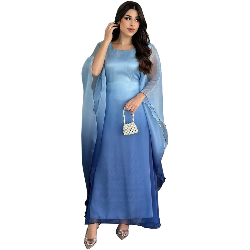 Hot Selling Oversize Satin Kaftan Dress Elegant New Bat Sleeves With Ombre  Gradient Feather Middle Eastern Arab Muslim Plus Size| Alibaba.com