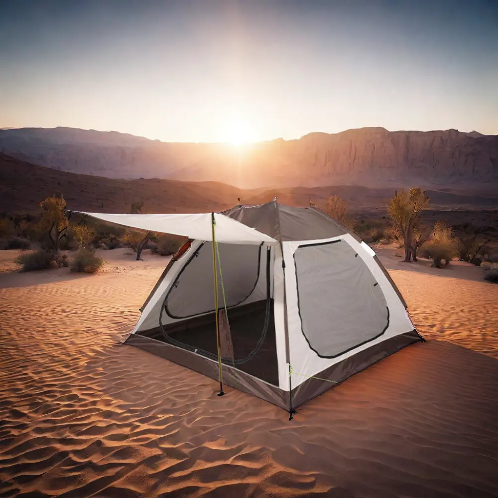 Tenda gurun gaya Hotel dapat disesuaikan, tenda berkemah luar ruangan tahan air terbuat dari kain poliester