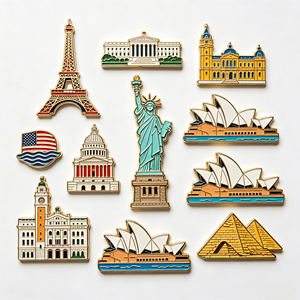 Wholesale Engraved Metal Fridge Magnet Personalized Logo Design Tourist Attraction Magnetic <b>Sticker</b> Home Ornament - Product Image 3