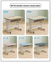 Ensemble bureau et chaise d'école réglables en hauteur, structure en acier et bois, table d'étudiant en gros, durable pour les salles de classe primaires et secondaires