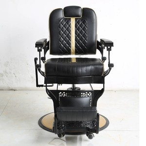Sillón de Barbería Clásico de Cuero Negro con Bomba Hidráulica, Silla de Salón Retro para Afeitar, Silla de Peluquería para Hombre en Venta - Product Image 3