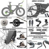 Cadre de vélo de triathlon en carbone BXT T1000, vélo de route en carbone TT, câblage interne, compatible avec L-TWOO ERX 2*12 vitesses