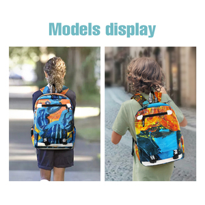 Custom Heat Transfer Student <b>Backpack</b> Schoolbag <b>Kids</b> Bag Large Space Two Side Pockets Adjustable Belt School Bag Printing logo - Product Image 3