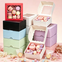 Boîte à macarons avec fenêtre transparente, boîtes à friandises en papier de qualité alimentaire pour biscuits, bonbons, desserts, emballages pour fêtes de mariage et d'anniversaire