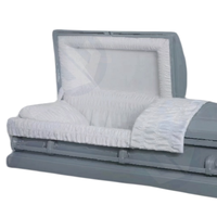 Ataúd de metal de estilo americano gris clásico con interior de crepé blanco 20Ga Acero al por mayor para funerales