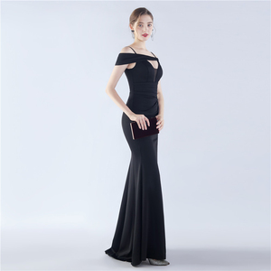 Nuevo Vestido de Noche Largo de Satén de Lujo para Exteriores, Estilo Sling, Recto, Asimétrico, Cola de Pez, para Exposiciones de Verano - Product Image 6