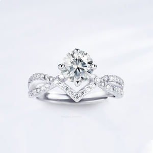 خاتم دائري من الفضة عيار 925 مع ألماس مويسانيت، خاتم عصري للزفاف والخطوبة والذكرى السنوية - Product Image 4