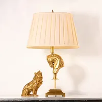 Jewellerytop סוס זהב מנורת בציר אורות קלאסי סידורי פליז שולחן מנורת דקור שולחן מנורות ישן