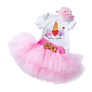 Bambino Unicorn <span class=keywords><strong>Vestito</strong></span> Dalla Ragazza 3Pcs Tutu Del Pagliaccetto Set con la Fascia Del Bambino Del Partito Abbigliamento Bambino <span class=keywords><strong>Unicorno</strong></span> Pagliaccetto Del <span class=keywords><strong>Vestito</strong></span> Per Il Bambino ragazza - Product Image 1