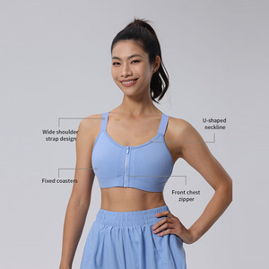 Soutien-gorge de sport en nylon et élasthanne haute résistance, à fort impact, ajusté, avec fermeture éclair, respirant, effet push-up, pour la course à pied (adultes) - Product Image 4