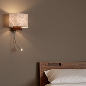 Lampe murale simple et moderne avec cadre en fer et abat-jour en <span class=keywords><strong>lin</strong></span> Tyvek, avec bras flexible réglable pour la lecture au chevet, la décoration de chambre d'hôtel - Product Image 4