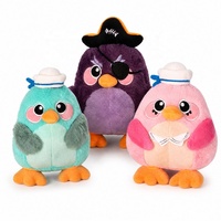 Jouet pour chien en peluche écologique, mignon et classique, avec couineur, design pingouin pirate marin, doux et durable, pour chiots, violet, rose, turquoise
