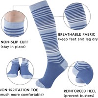 Chaussettes de sport à compression en fibre de bambou rayées, mi-longues, pour femmes, très vendues
