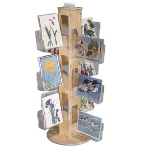 Buchhandlung Gruß karte Großhandel Racks Arbeits platte Acryl halter Holz rotierende Geschenk karte Displays