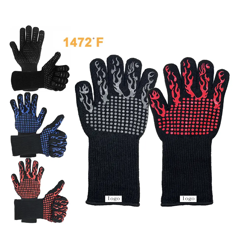 Gants de cuisine en Silicone pour cuisson au four, résistant à la chaleur, Double revêtement en Silicone pour cuisson au four