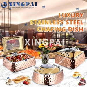 XINGPAI autres fournitures d'hôtel et de restaurant en acier inoxydable 201 <span class=keywords><strong>buffet</strong></span> doré chauffe-plats ronds à vendre - Product Image 6