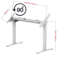 Bureau de dessin inclinable assis-debout réglable en hauteur cadre de bureau en métal à usage domestique moderne atelier pliable de bureau