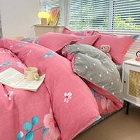 Ensemble de housse de couette en sergé brossé épaissi en gros, imprimé botanique, ensembles de draps, taille king
