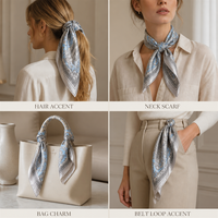 Écharpe carrée en satin de polyester pour femme, imprimé floral vintage, multi-usages, écharpe pour la tête, écharpe pour les cheveux, écharpe pour le cou, pour la décoration de sac