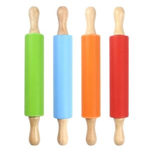 Rodillo de Silicona Antiadherente con Mangos de Madera, Rodillo para Masa de Colores para Hornear - Product Image 1