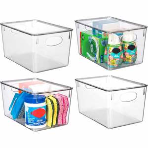 <b>Refrigerator</b> Organize Rectangle Plastic Transparent Food Storage Bins Lids Modern Sustainable Design Freshness Preservation - Product Image 1