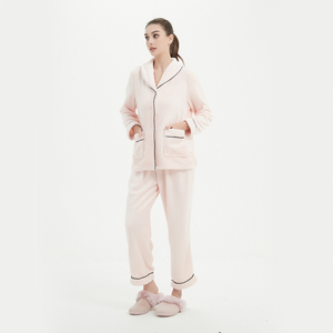 Set di pigiami per coppie invernali da <span class=keywords><strong>donna</strong></span> da uomo morbidi e morbidi indumenti da notte di lusso pigiami in pile di flanella - Product Image 2
