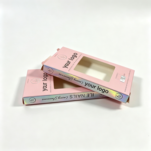 Boîte en carton personnalisée pour <span class=keywords><strong>faux</strong></span> <span class=keywords><strong>ongles</strong></span> avec fenêtre découpée, emballage cosmétique pour nail art, vente en gros - Product Image 3