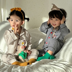 Kid's Girl's Plaid Nightwear Cotton Long Sleeve 2026 Spring 2 Piece Outfit <strong>Boys</strong> <strong>Clothing</strong> Sleepwear Girls Kids Customized Pajamas - Product Image 4