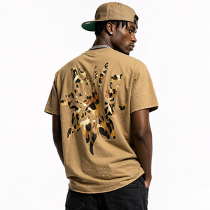 300GSM Heavyweight Boxy Fit <b>T</b>-<b>shirt</b> Men Vintage Acid Wash Cropped Tee Manufacturer Custom Logo 3D Puff Print Streetwear - Product Image 2
