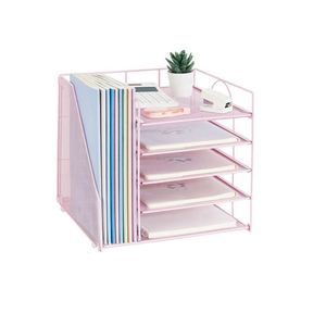 5-Tier Metal Mesh Desk Organizer with <b>File</b> Holder Paper Letter <b>Tray</b> Organizer Accessory - Product Image 2