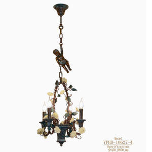 Primavera Messenger angelo lampadario decorazione camera da letto in rame lampada pendente del bambino cesto di fiori luci candele ottone opaco - Product Image 4