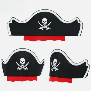 Máscara de Disfraz Infantil Desechable y Ecológica para <span class=keywords><strong>Halloween</strong></span>, con Diseño de Calavera, Sombrero de Pirata Caribeño, Accesorios de Fieltro - Product Image 2