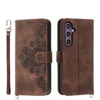 Étui portefeuille en cuir à emplacements multiples pour cartes, motif floral, pour Samsung Galaxy S26 S25 Edge Plus NOTE20 Ultra A07 A17 A27 A37 A57 A03S A05