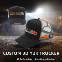 Casquettes Trucker Unisexe à 6 Panneaux en Tissu Mesh et Toile, avec Logo Personnalisé et Broderie 3D, Rayées, Style Y2K Hip Hop, pour Cyclisme, Fêtes, Sports, Activités de Plein Air et Plage