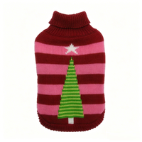 Pull tricoté en acrylique pour animaux de compagnie, motif sapin de Noël, col roulé rayé, chaud pour l'hiver, vêtements pour animaux de compagnie, vente en gros