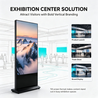 L65GAZ 65" Layar Digital Signage Berdiri Lantai Layar Penuh 65 Inci Layar LCD Portabel untuk Iklan