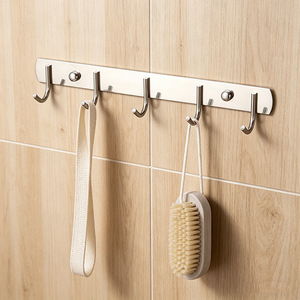 Estante con ganchos de acero inoxidable para cocina, sin necesidad de taladrar, estante de pared para espátulas y cucharas, ganchos de almacenamiento para baño. - Product Image 2