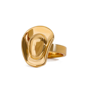 Bague de cowgirl tendance en acier inoxydable 316L plaqué or 14k 18k, anti-ternissement, pour femme - Product Image 5
