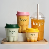 Nouvelle Arrivée Gobelets en Plastique Patte de Chat pour Boissons à Emporter, Milkshake, Bubble Tea, Café – Tailles 8Oz, 12Oz, 16Oz, 24Oz – Gobelets en Plastique Personnalisés avec Couvercle