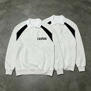 Sweat-shirt en molleton surdimensionné personnalisé 100% coton 430GSM, lavé, vintage, patchwork, style streetwear pour homme - Product Image 5