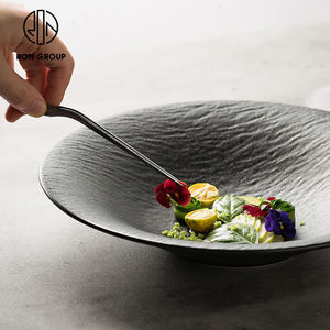 Restaurant italien assiette à soupe en porcelaine, bol à salade à <span class=keywords><strong>bride</strong></span> en céramique noire 11 pouces - Product Image 3