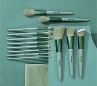 HMU Drop Shipping, pinceaux de maquillage de haute qualité, manches de couleur verte, pinceaux de maquillage professionnels, marque privée, ensemble de pinceaux de maquillage cosmétiques verts