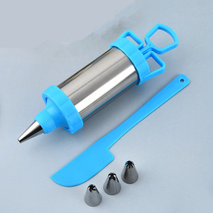Kit de pistolet à pression pour gâteau en acier inoxydable avec 3 embouts de glaçage et une spatule, pistolet à <span class=keywords><strong>pâtisserie</strong></span> pour la décoration de pâtisseries - Product Image 5
