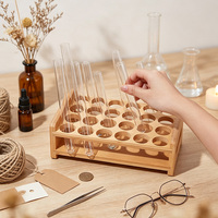 Petit support en bois pour tubes à essai, économique, non fini, pour laboratoire, support de rangement pour brosses et bouteilles d'huiles essentielles