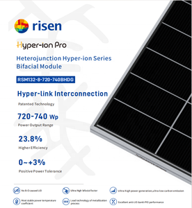 Panel Solar Risen HJT N-type Hyper-ION Pro 720w 725w 730w 735w 740W RSM132-8-720-740BHDG para Techos Industriales y Comerciales en la UE - Product Image 3