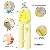 Coupe-ongles professionnel portable pour animaux de compagnie avec lames en acier inoxydable, protection de sécurité en ABS et lumière LED pour chiens et chats