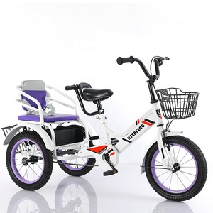 Triciclo Infantil de Acero al por Mayor de 14, 16 y 18 Pulgadas con Dos Asientos y Asiento Trasero, Bicicleta de Tres Ruedas para Niños y Niñas - Product Image 3